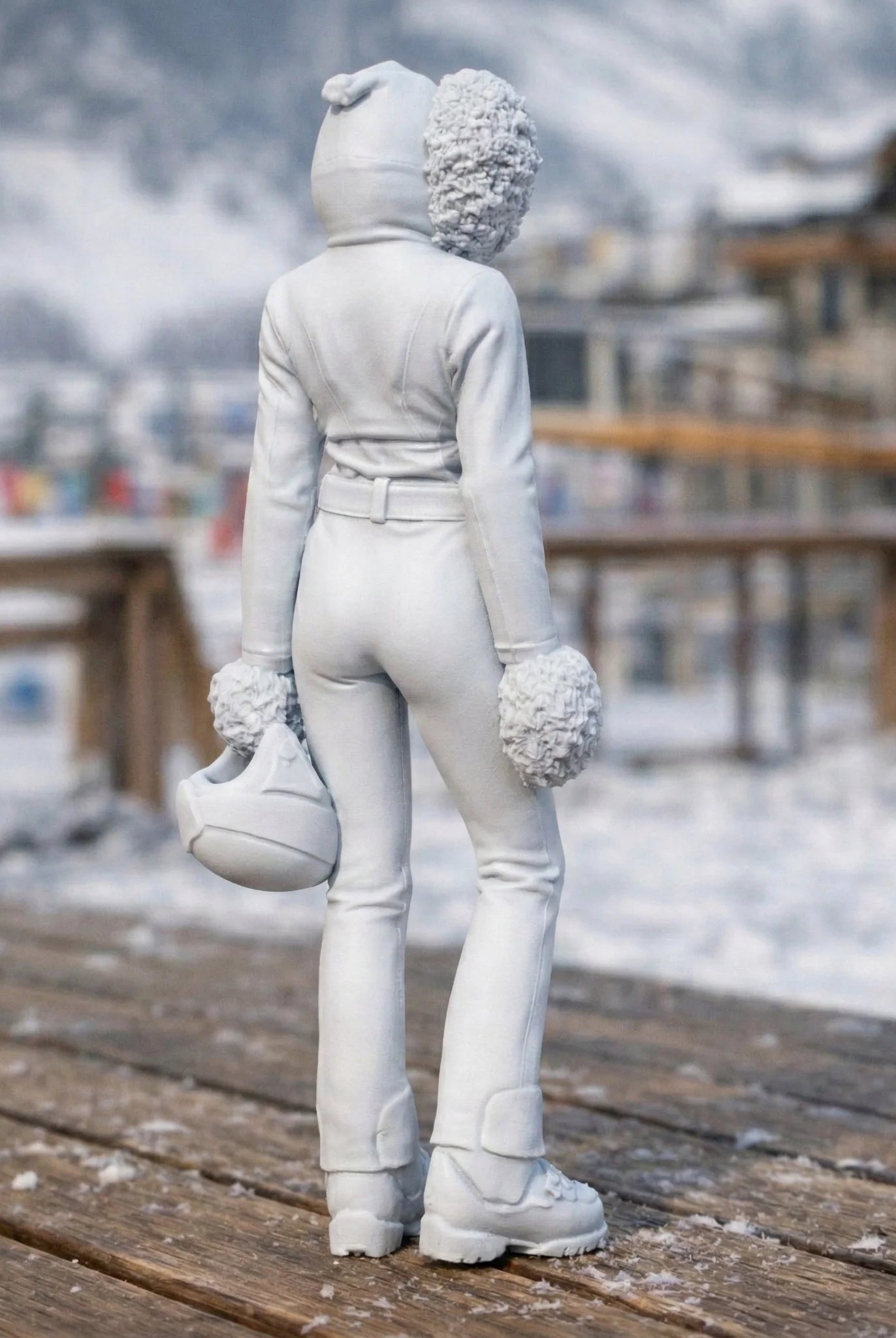 Professional Skier in Modern Softshell Onesie | Resin Figurine