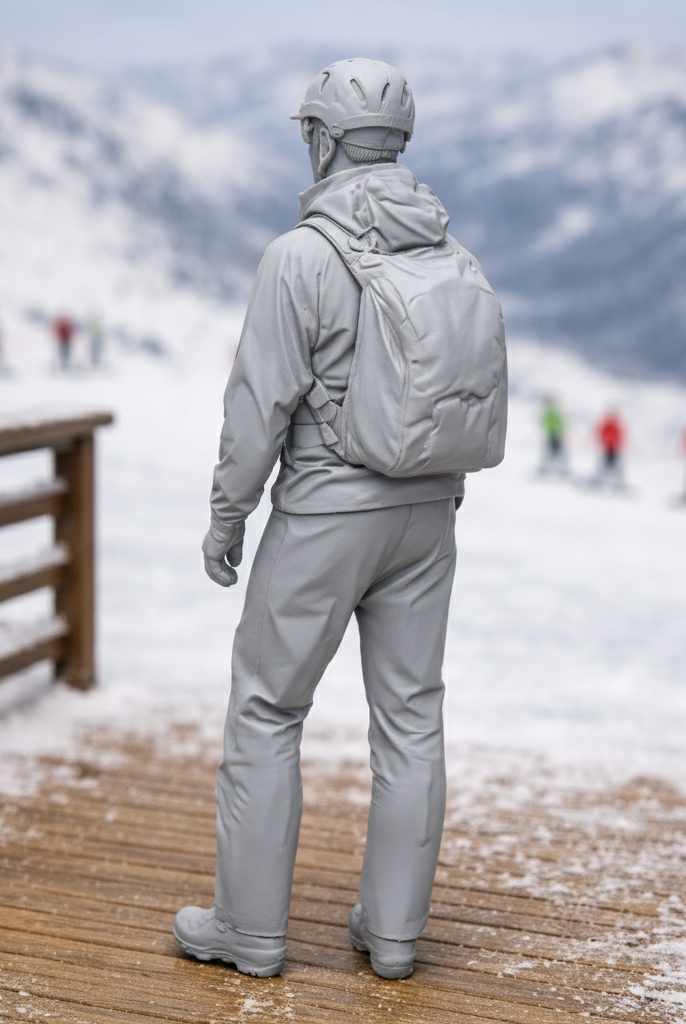 Modern Peak Skier in Technical Softshell Suit | Resin Figurine