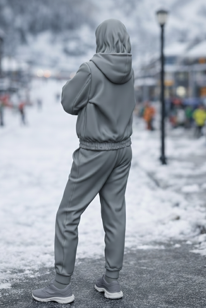 Athleisure Traveller in Zip-Up Hoodie & Joggers | Resin Figurine