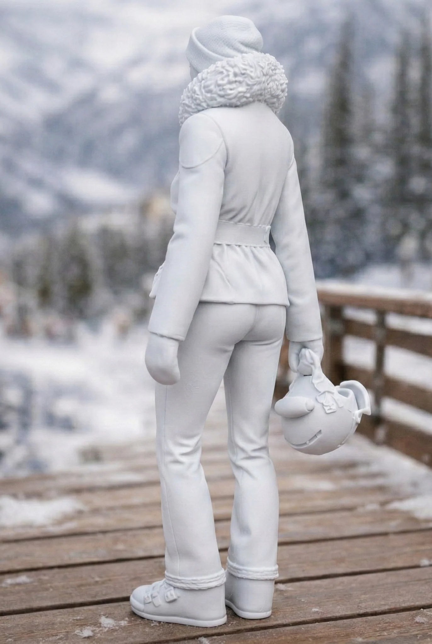 Professional Skier in Belted Two-Piece | Resin Figurine
