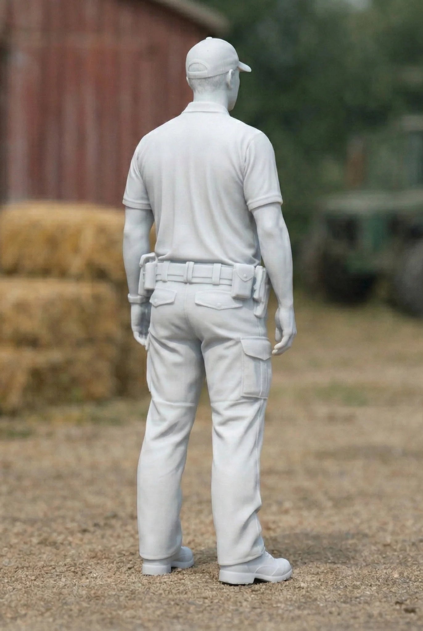 Rural Police Officer in Tactical Duty Wear | Scale Resin Farm Diorama Figurine