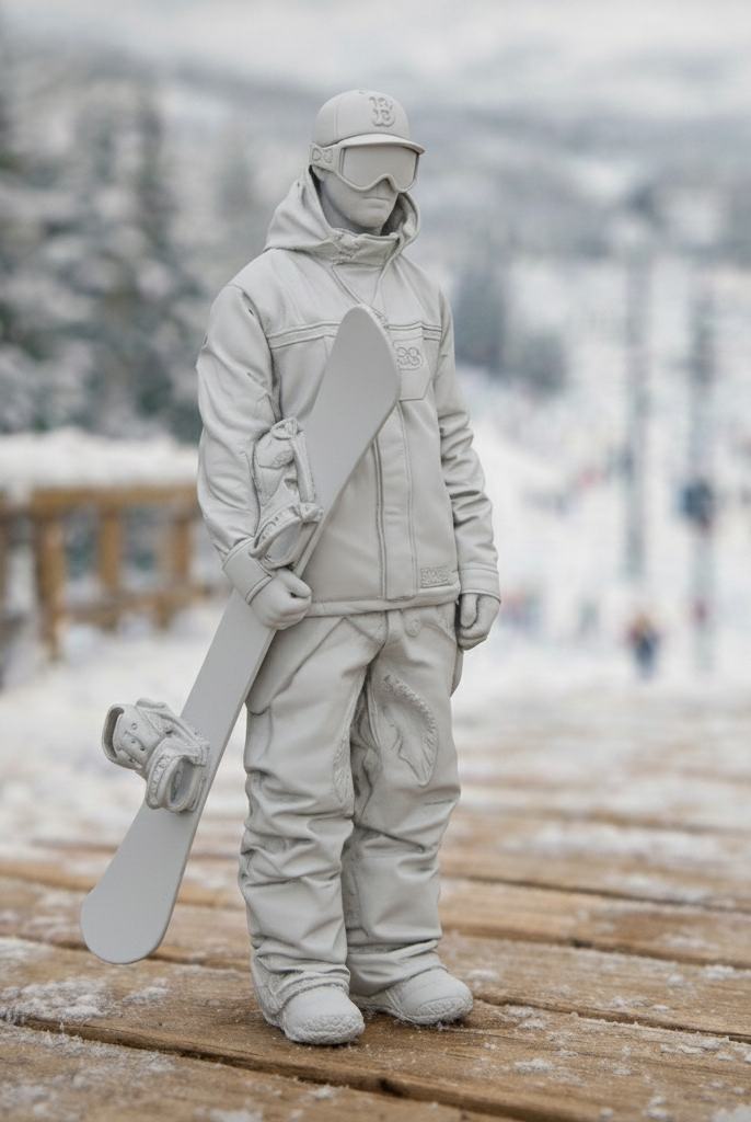 Freestyle Snowboarder in Oversized Tech-Wear | Resin Figurine