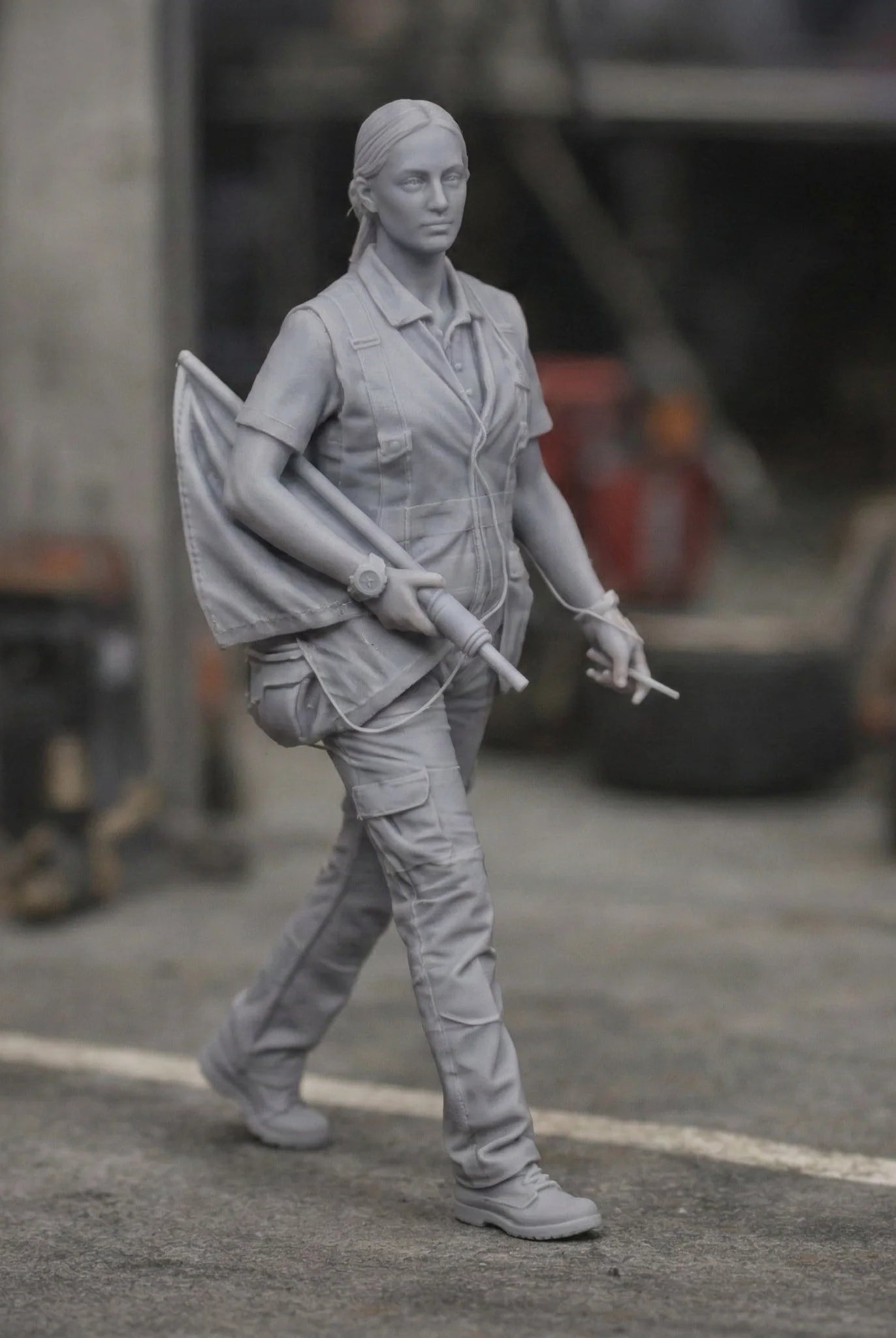 Professional Trackside Marshal in High-Visibility Safety Gear | Scale Resin Slot Car Diorama Figurine