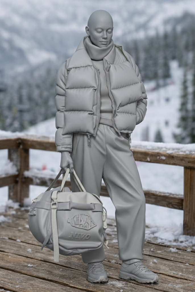 Avant-Garde Tourist in Puffer Jacket & Joggers | Resin Figurine