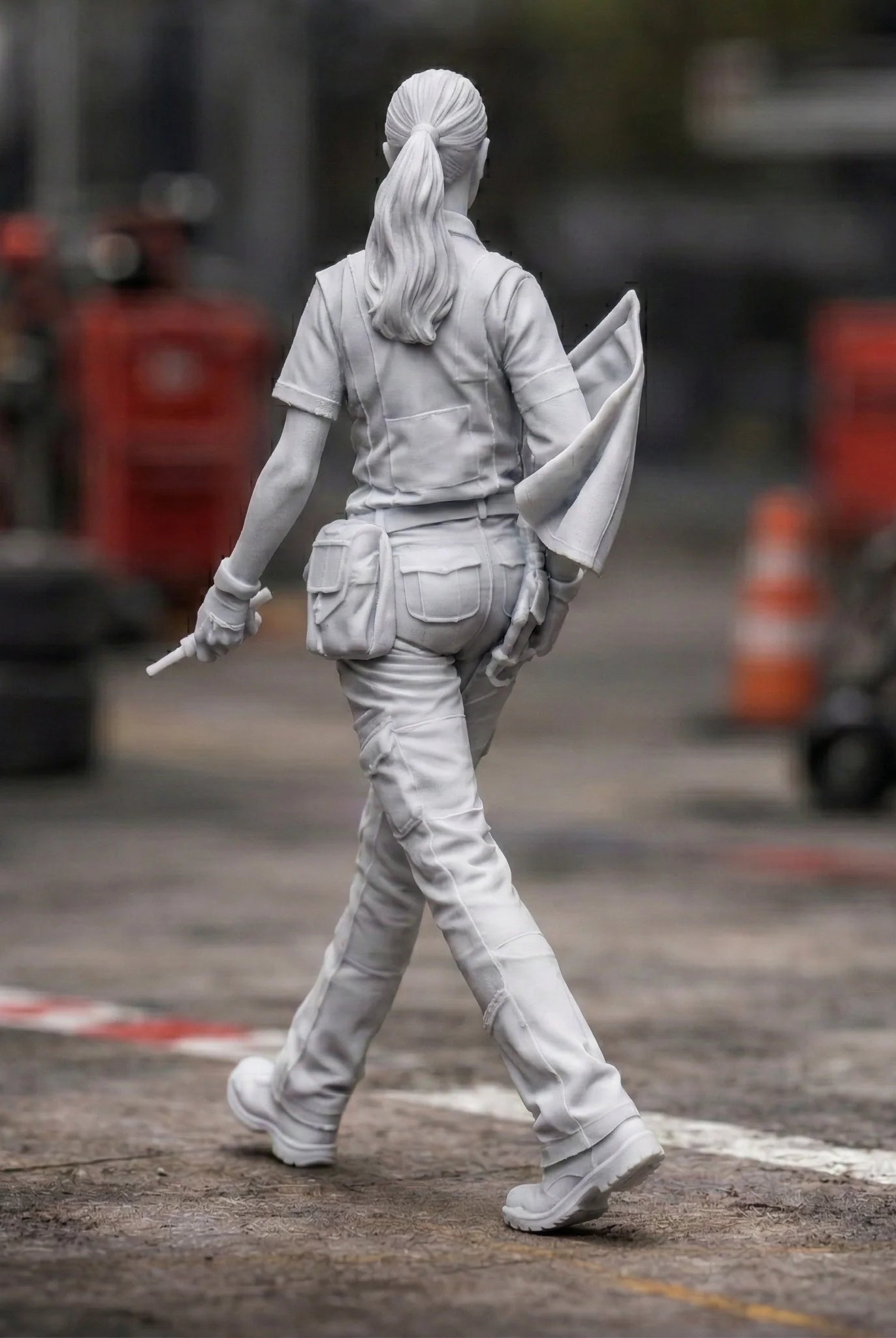 Professional Trackside Marshal in High-Visibility Safety Gear | Scale Resin Slot Car Diorama Figurine