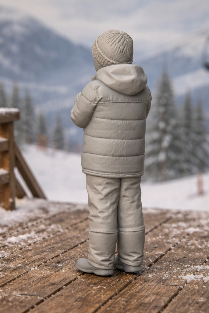 Joyful Youth in Padded Winter Gear | Resin Figurine