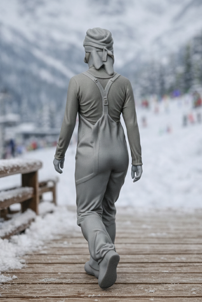 Pro Alpine Specialist in Heavy-Duty Salopettes | Resin Figurine