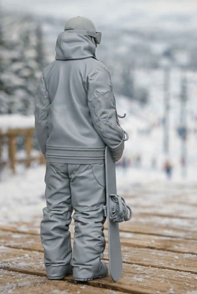 Freestyle Snowboarder in Oversized Tech-Wear | Resin Figurine