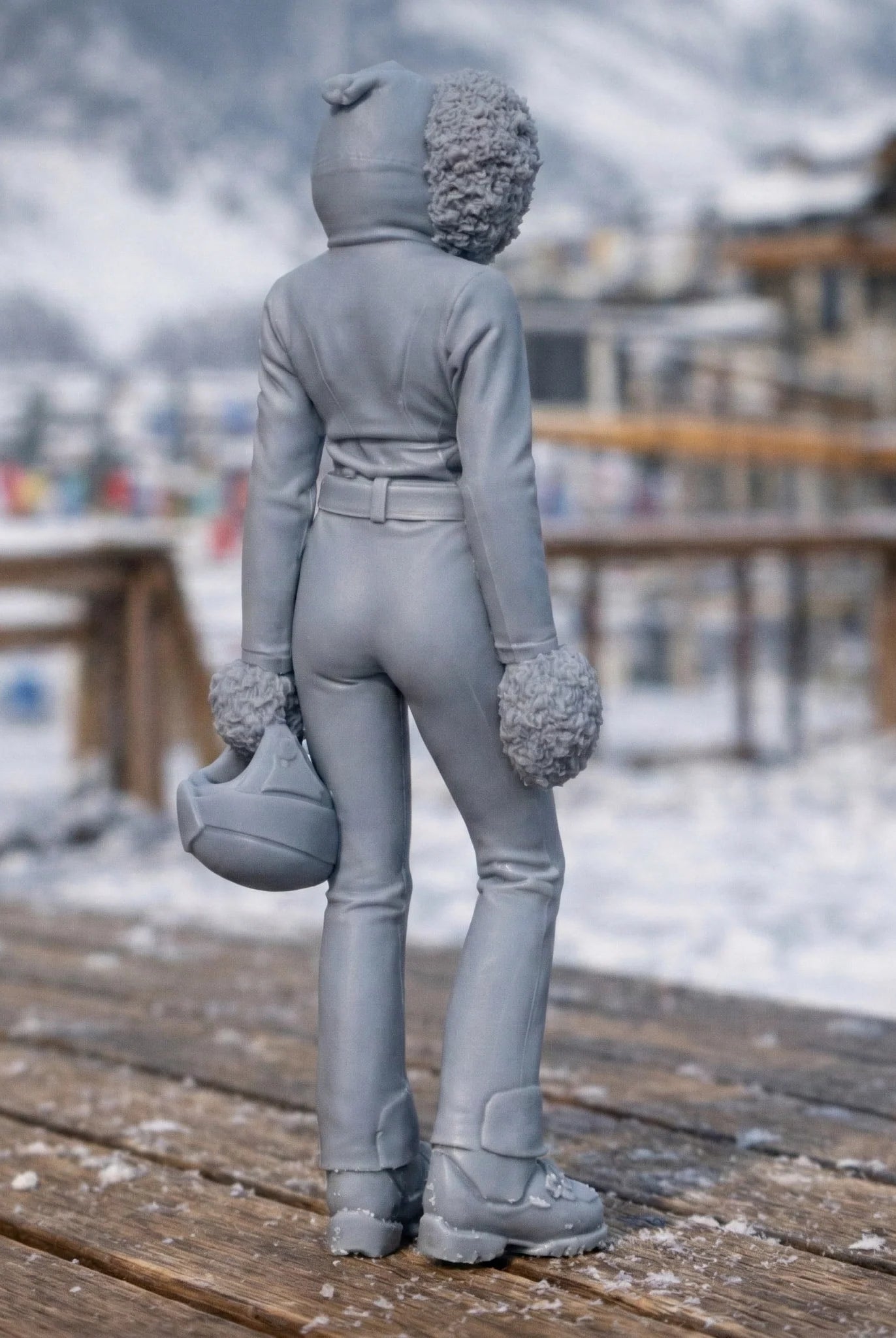 Professional Skier in Modern Softshell Onesie | Resin Figurine
