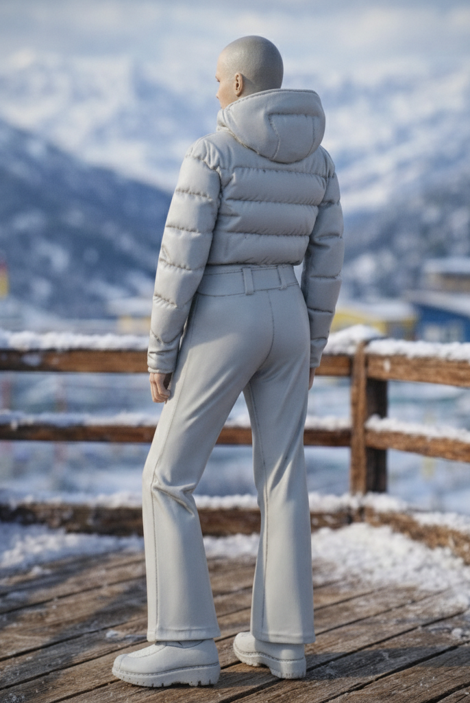 Avant-Garde Tourist in Cropped Puffer | Resin Figurine