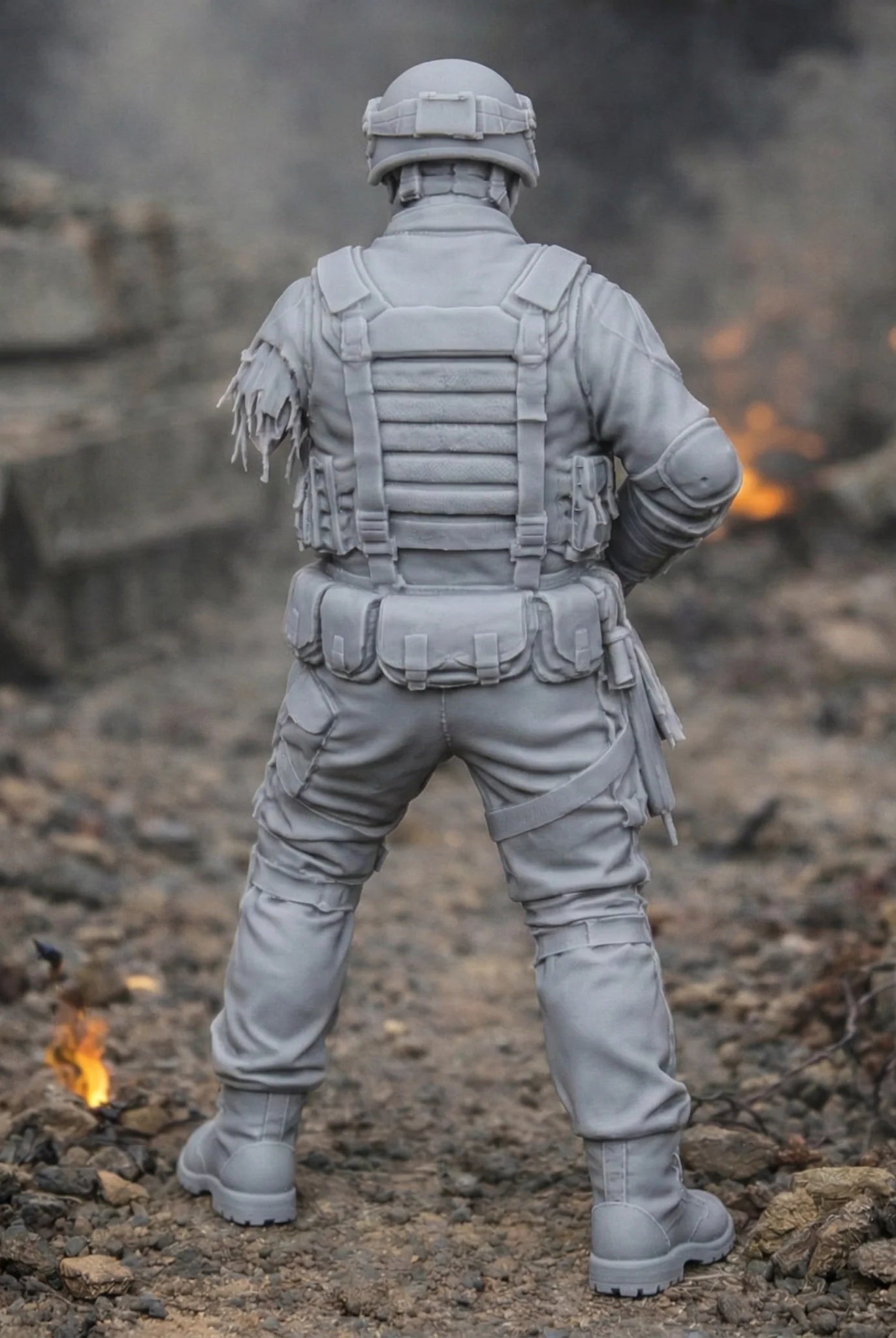 Resin Zombie Army Soldier Figurine | Scaled Resin Diorama Figurine