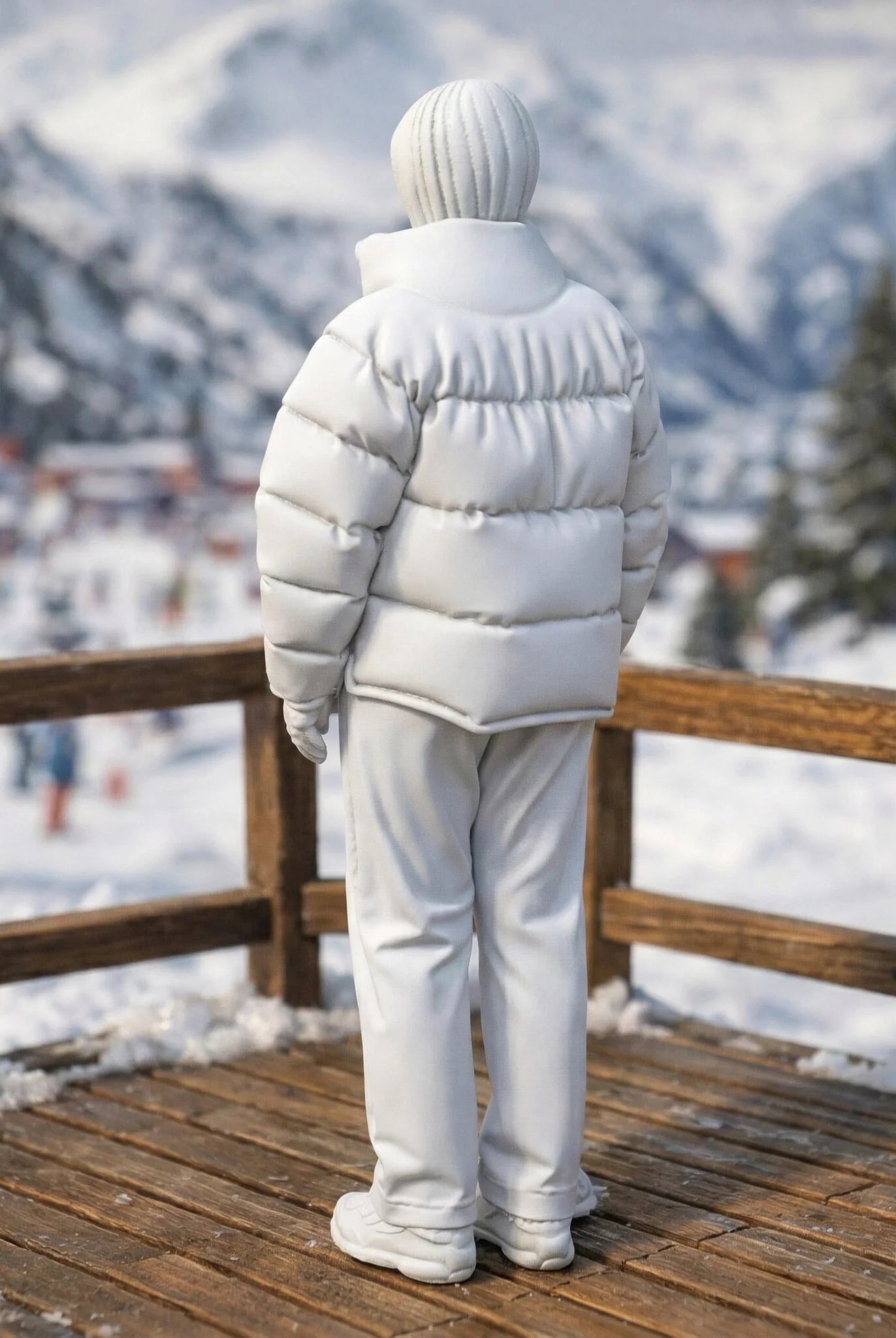 Contemporary Winter Traveller in Puffer | Resin Figurine