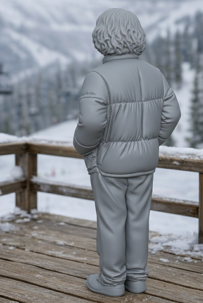Junior Alpine Tourist in Puffer Jacket | Resin Figurine