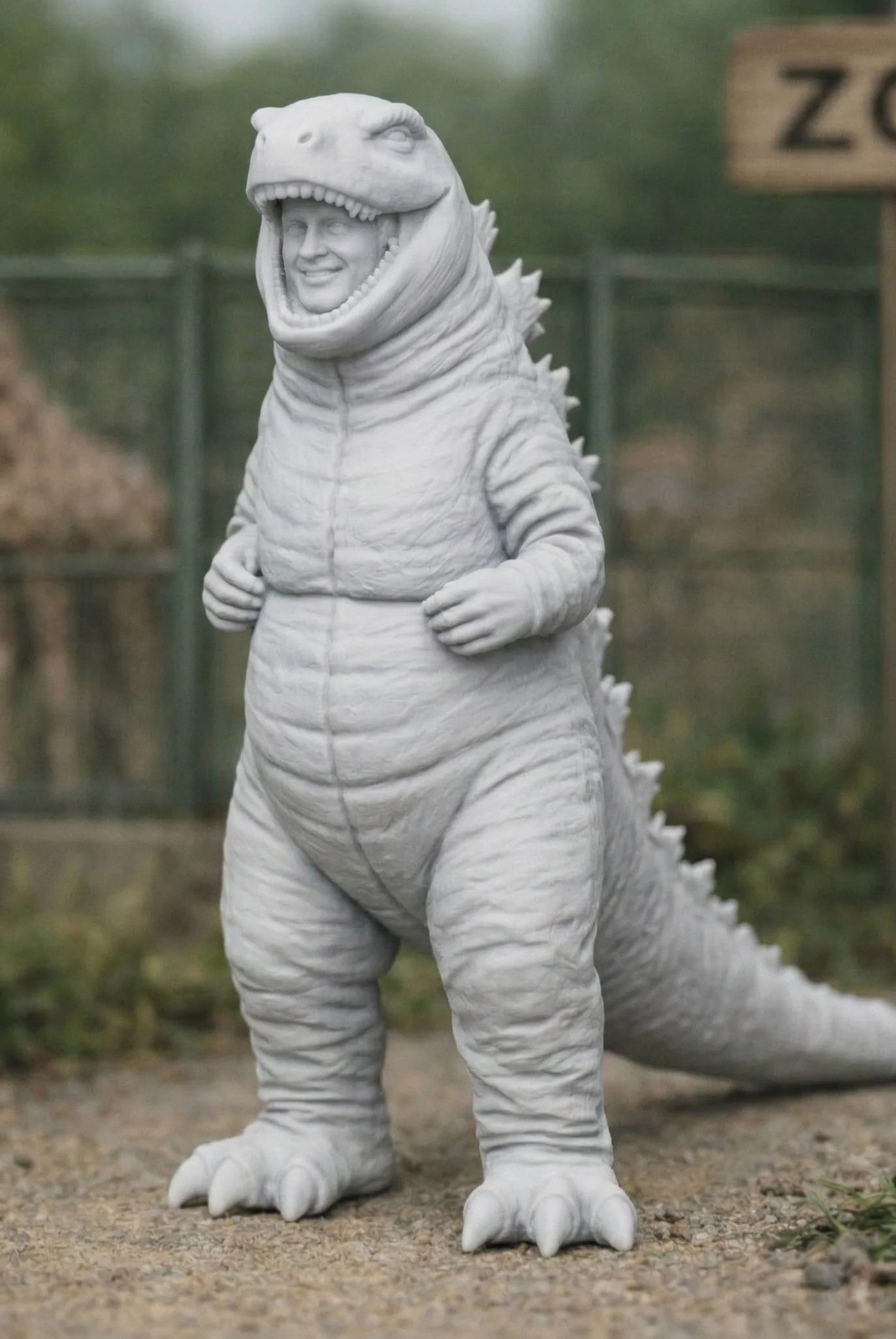 Fancy Dress Reveller in Dinosaur Costume | Resin Figurine