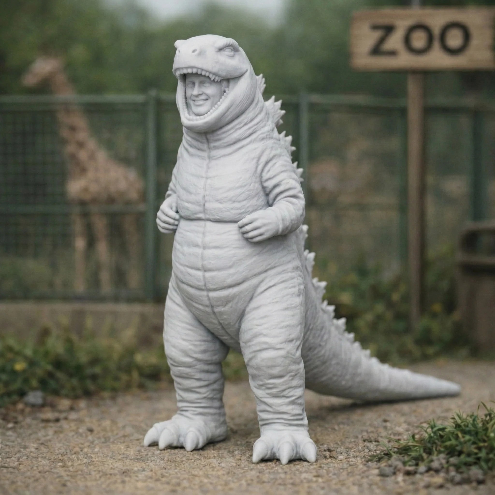 Fancy Dress Reveller in Dinosaur Costume | Resin Figurine