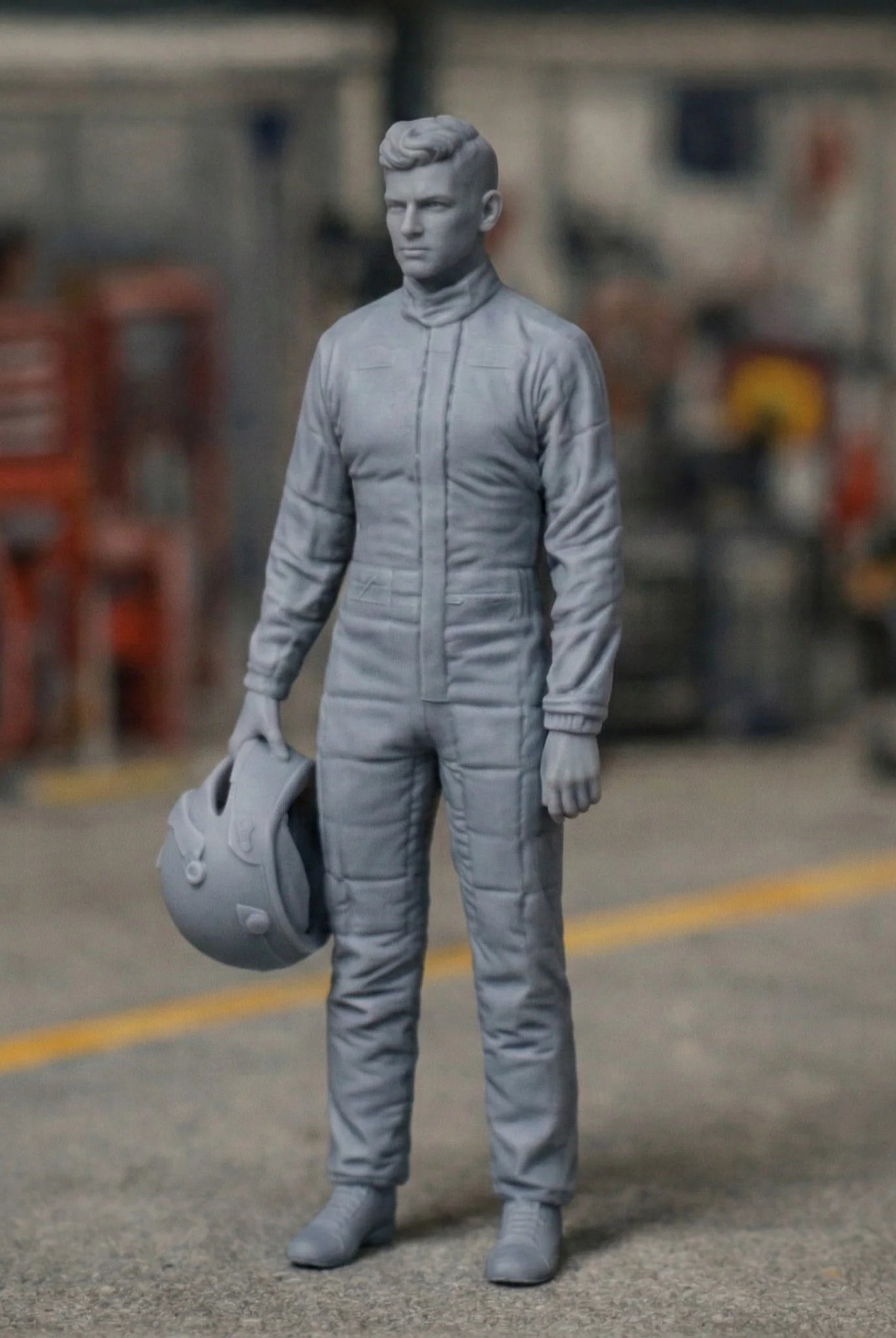 Professional GT Racing Driver in Technical Race Suit | Scale Resin Slot Car Diorama Figurine