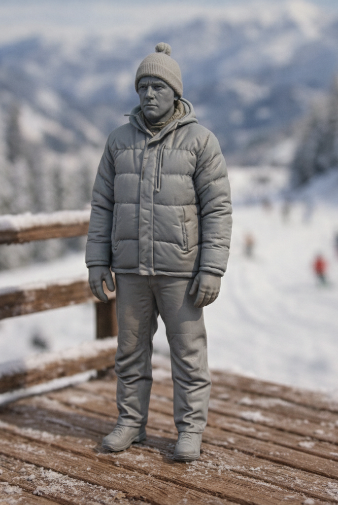 Mountain Explorer in Insulated Down Jacket | Resin Figurine