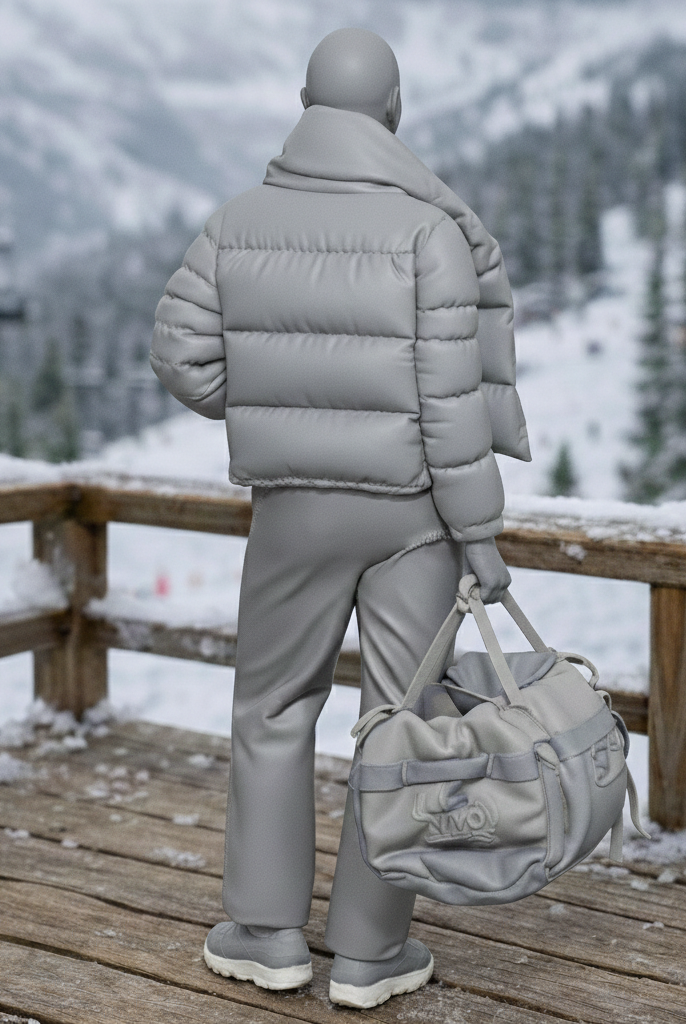 Avant-Garde Tourist in Puffer Jacket & Joggers | Resin Figurine
