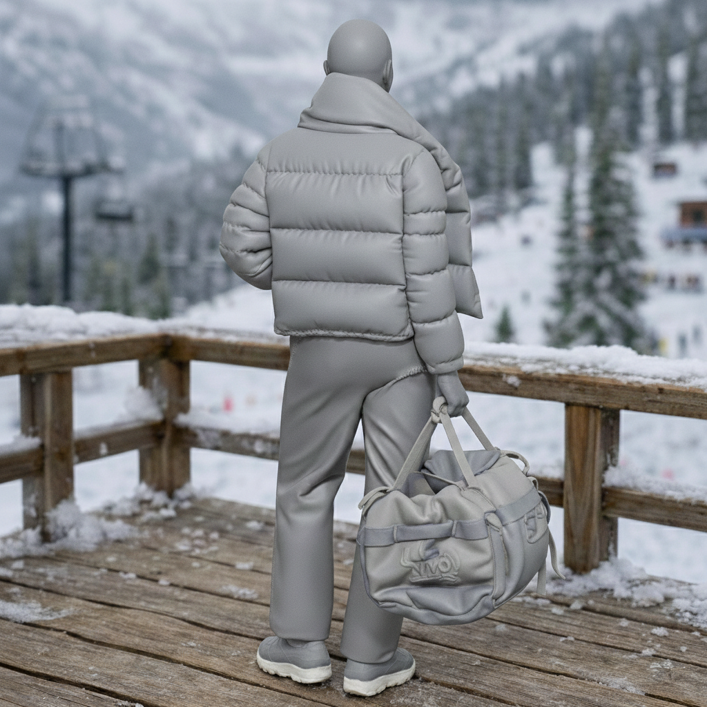 Avant-Garde Tourist in Puffer Jacket & Joggers | Resin Figurine
