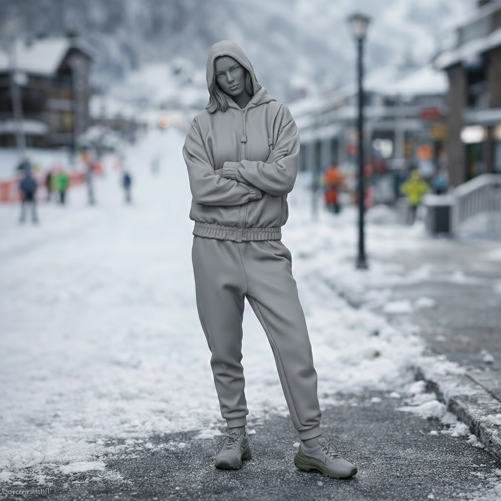 Athleisure Traveller in Zip-Up Hoodie & Joggers | Resin Figurine