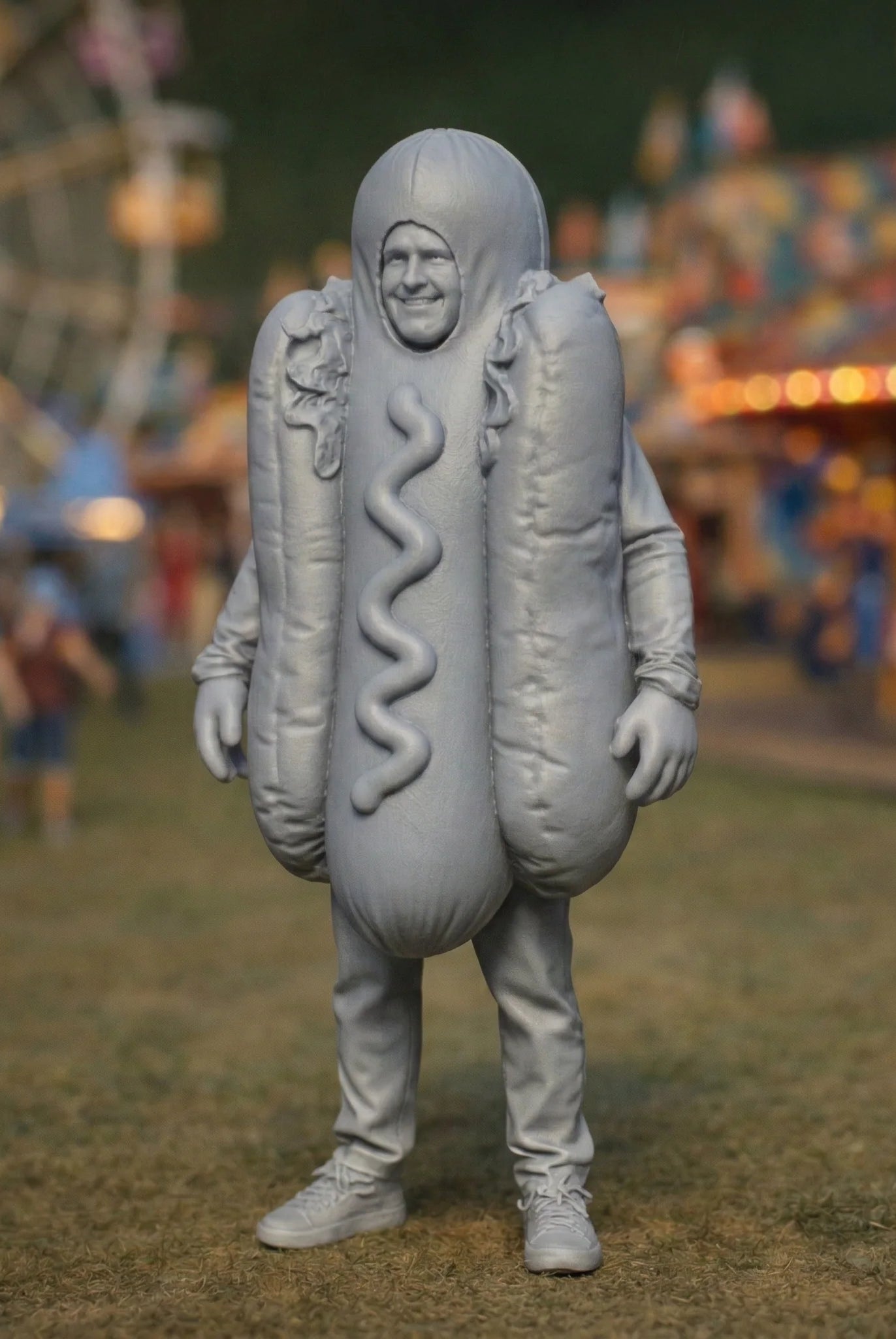 Fancy Dress Reveller in Hot Dog Costume | Resin Figurine