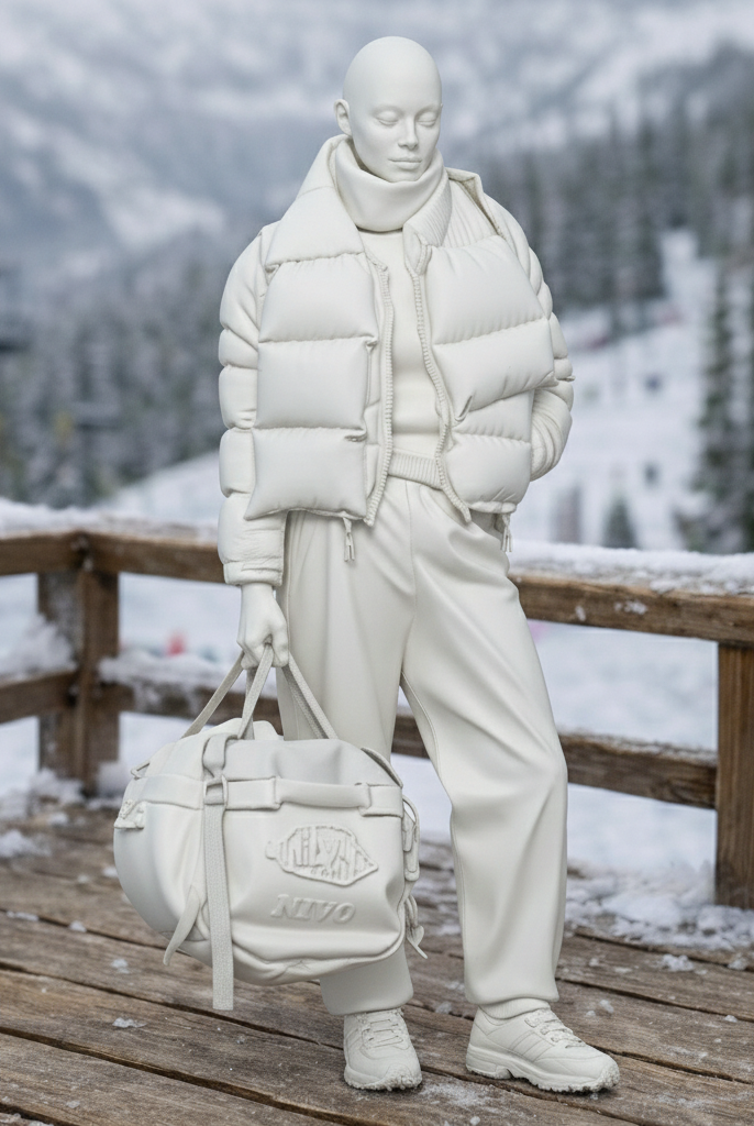 Avant-Garde Tourist in Puffer Jacket & Joggers | Resin Figurine