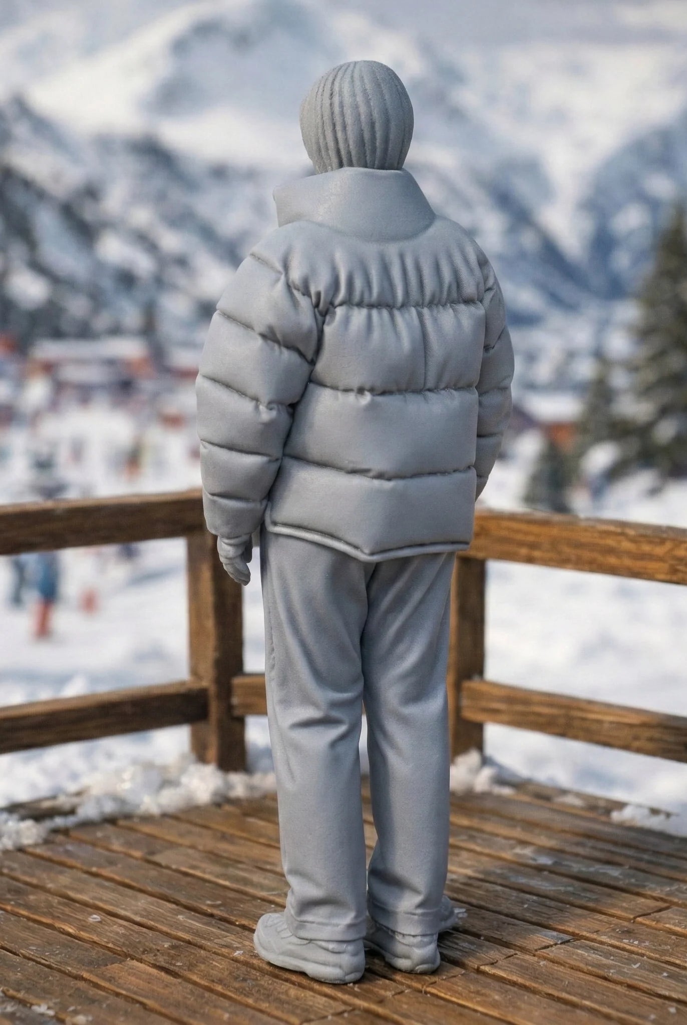 Contemporary Winter Traveller in Puffer | Resin Figurine