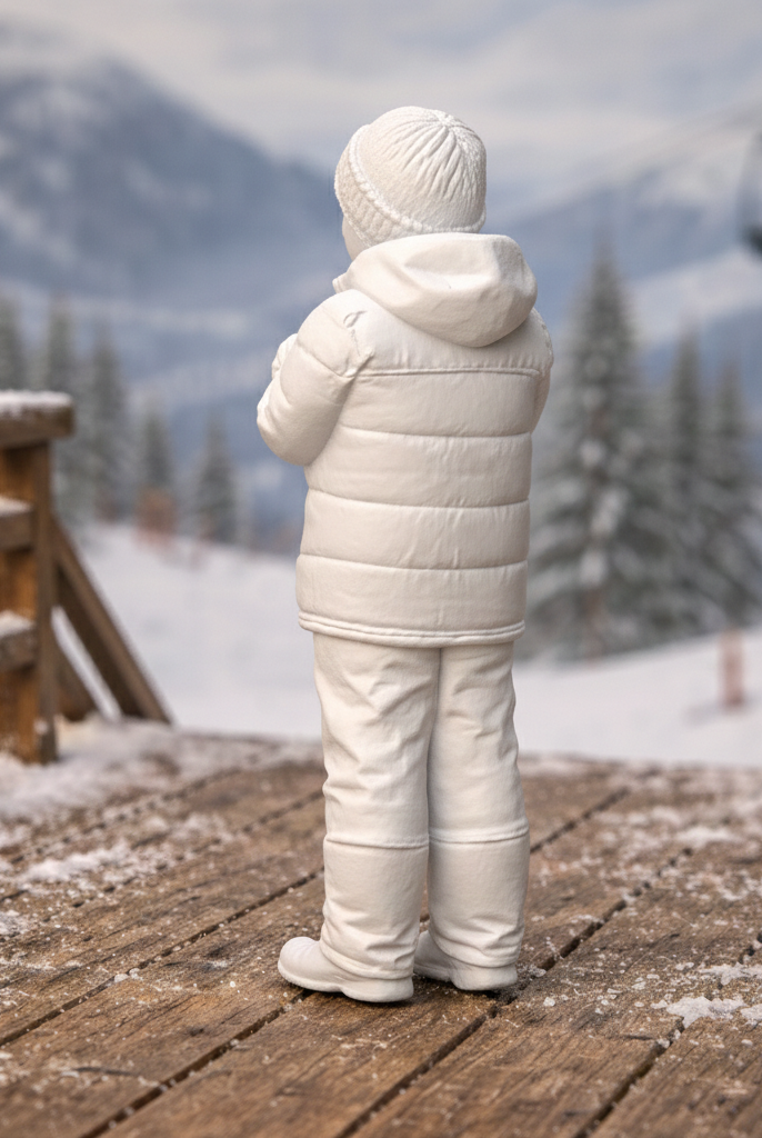 Joyful Youth in Padded Winter Gear | Resin Figurine