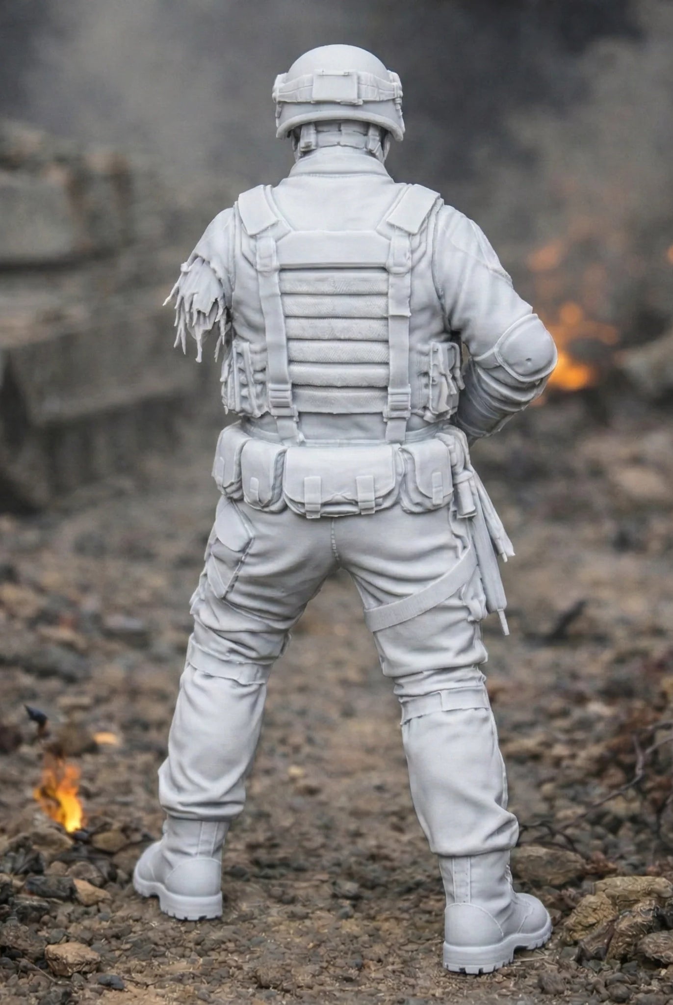 Resin Zombie Army Soldier Figurine | Scaled Resin Diorama Figurine
