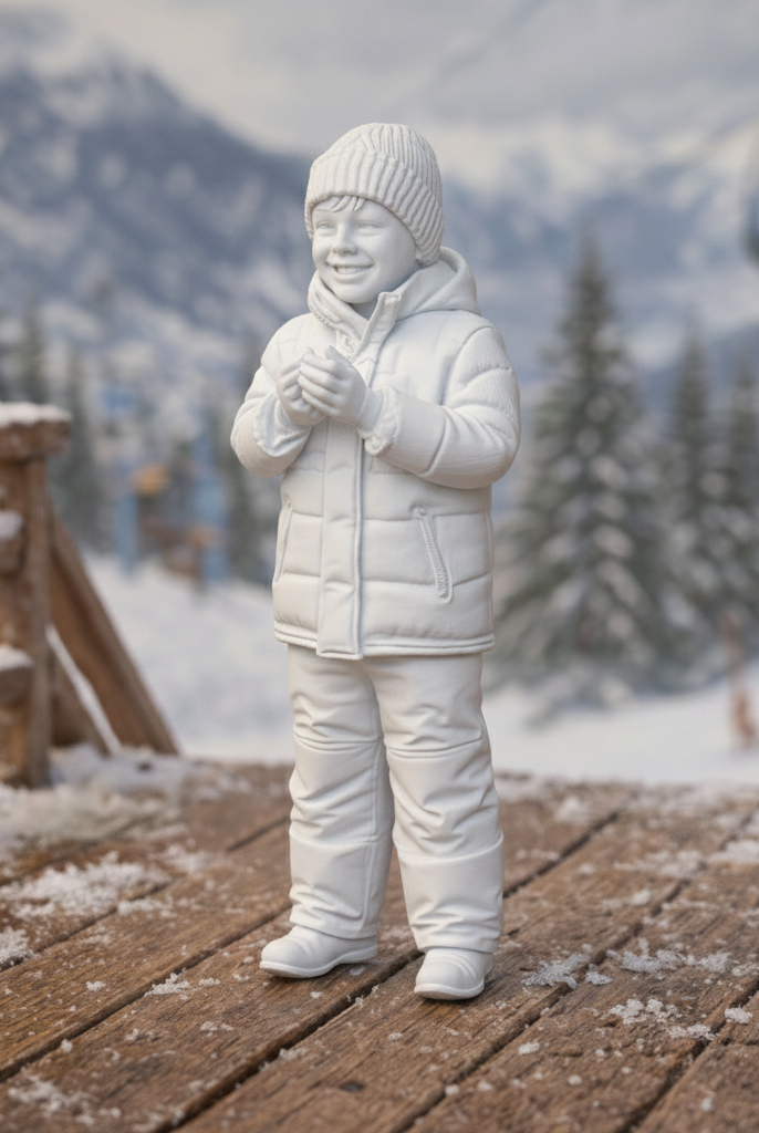 Joyful Youth in Padded Winter Gear | Resin Figurine