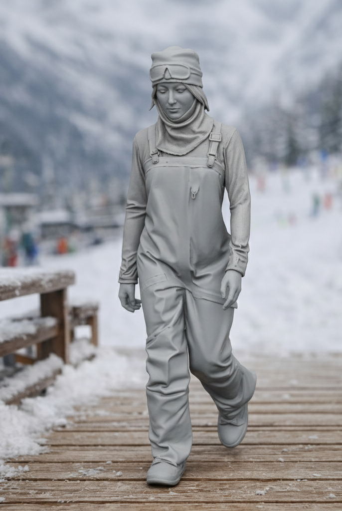 Pro Alpine Specialist in Heavy-Duty Salopettes | Resin Figurine
