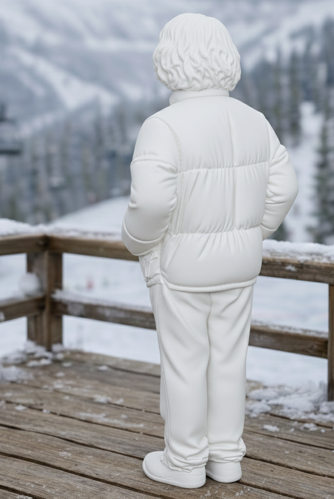 Junior Alpine Tourist in Puffer Jacket | Resin Figurine