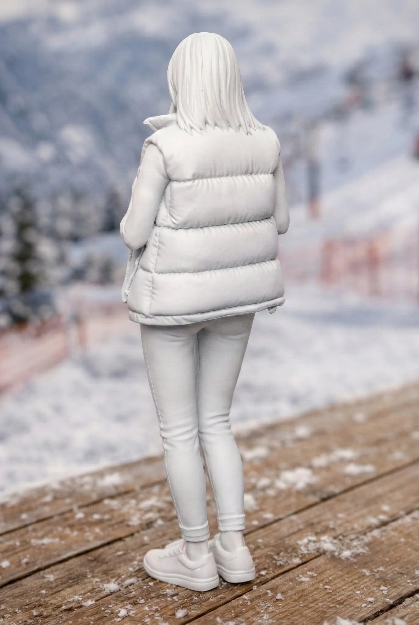 Alpine Tourist in Gilet & Performance Leggings | Resin Figurine