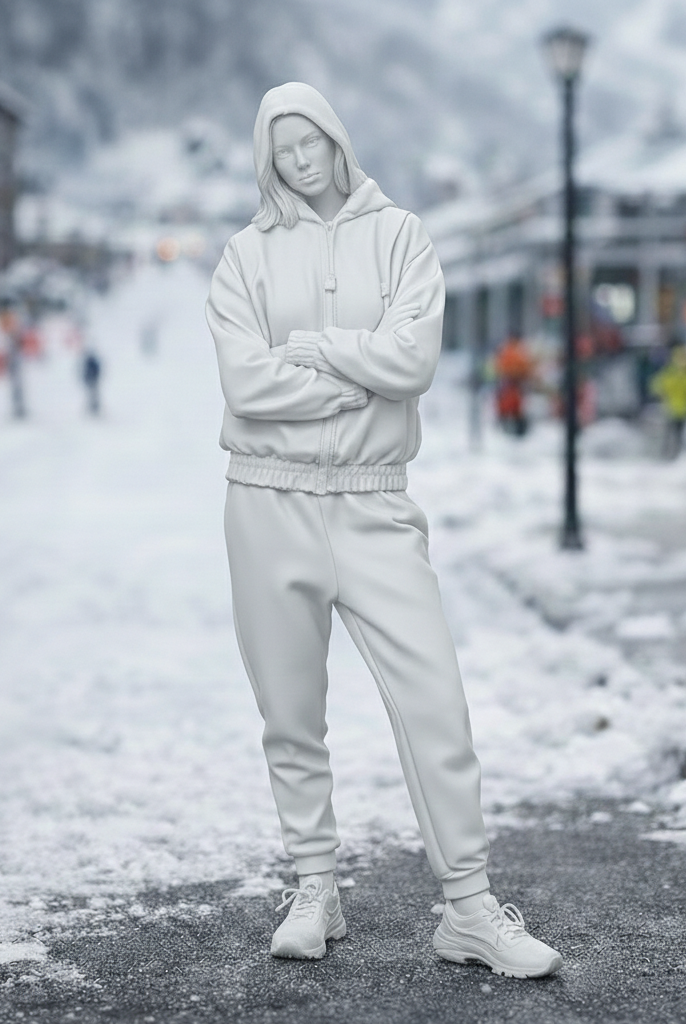 Athleisure Traveller in Zip-Up Hoodie & Joggers | Resin Figurine