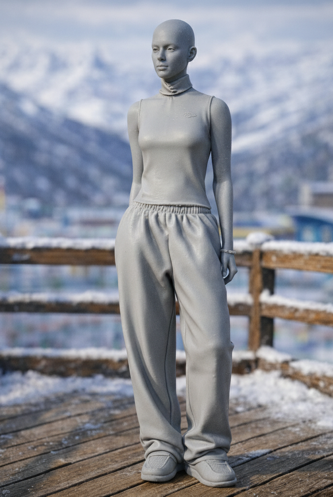 Avant-Garde Minimalist in Sleeveless Turtleneck | Resin Figurine