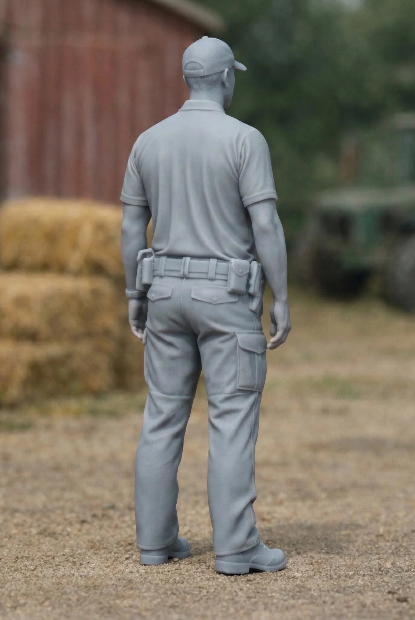 Rural Police Officer in Tactical Duty Wear | Scale Resin Farm Diorama Figurine