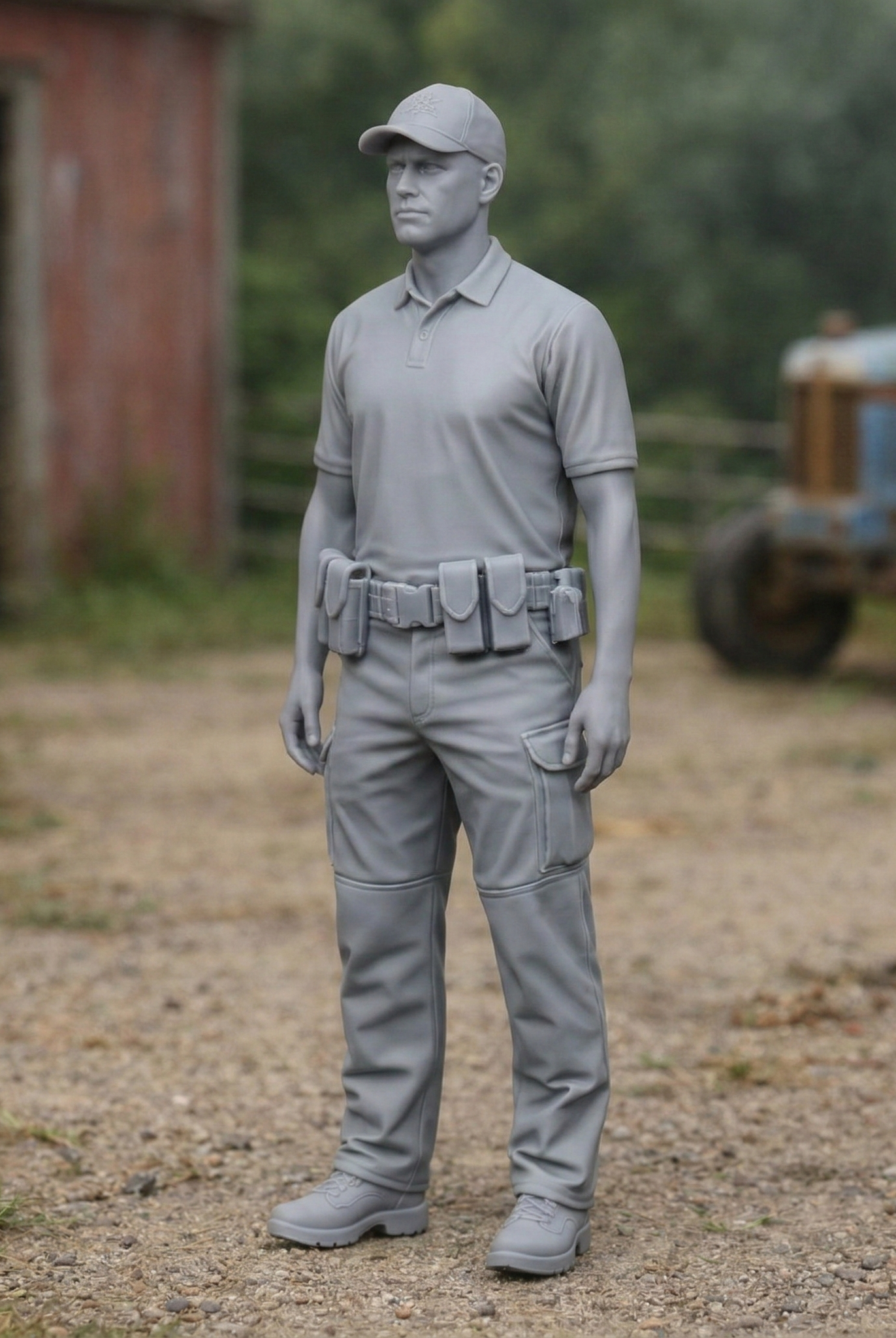 Rural Police Officer in Tactical Duty Wear | Scale Resin Farm Diorama Figurine