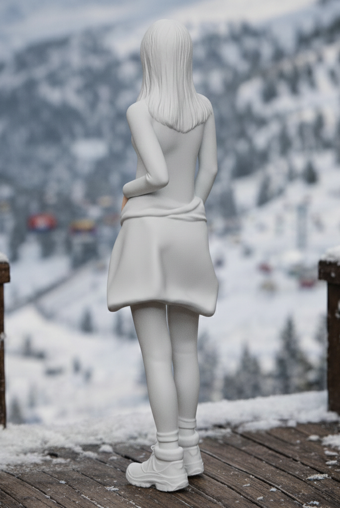 Alpine Minimalist in Sleek Winter Bodysuit | Resin Figurine