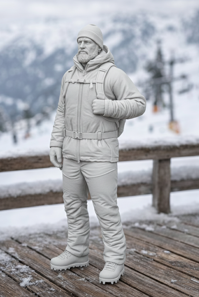 Seasoned Mountaineer in Technical Expedition Gear | Resin Figurine