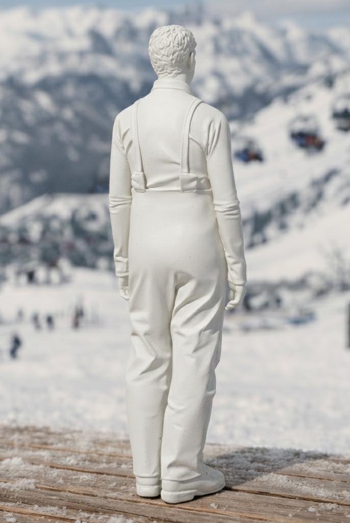 Vintage Alpine Skier in High-Waisted Salopettes | Resin Figurine