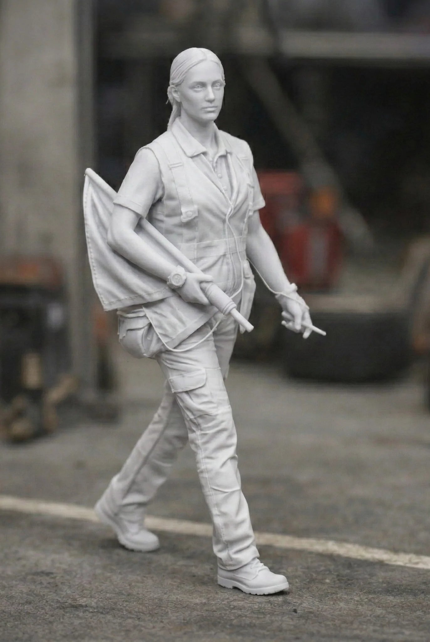 Professional Trackside Marshal in High-Visibility Safety Gear | Scale Resin Slot Car Diorama Figurine