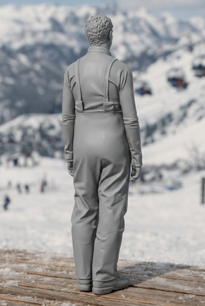 Vintage Alpine Skier in High-Waisted Salopettes | Resin Figurine