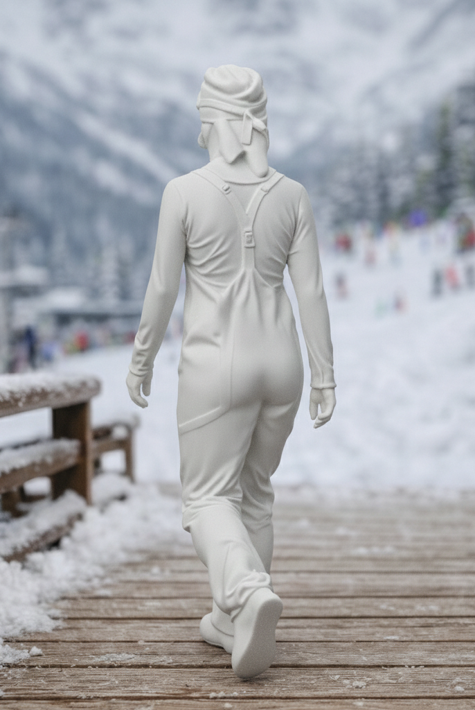 Pro Alpine Specialist in Heavy-Duty Salopettes | Resin Figurine