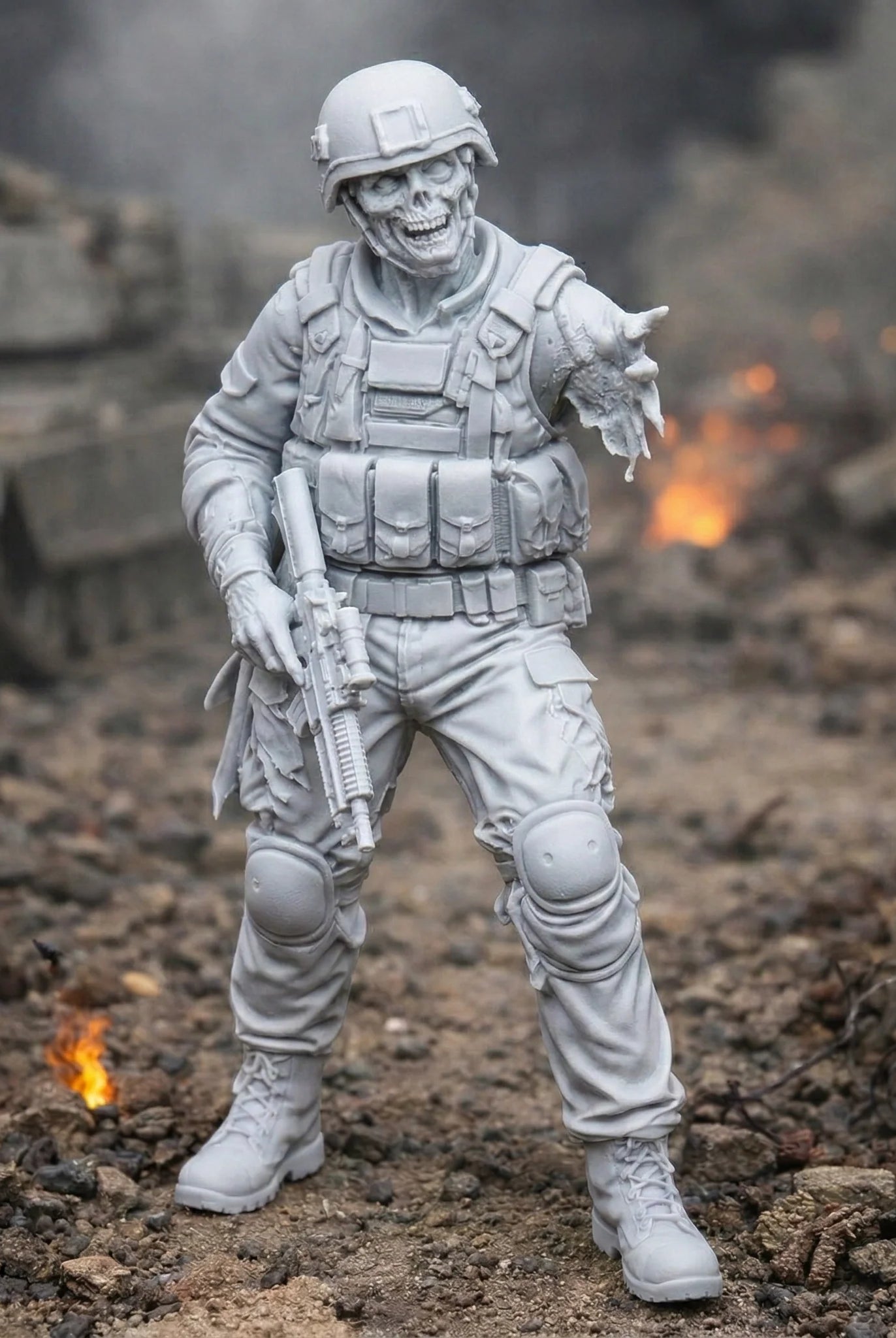 Resin Zombie Army Soldier Figurine | Scaled Resin Diorama Figurine