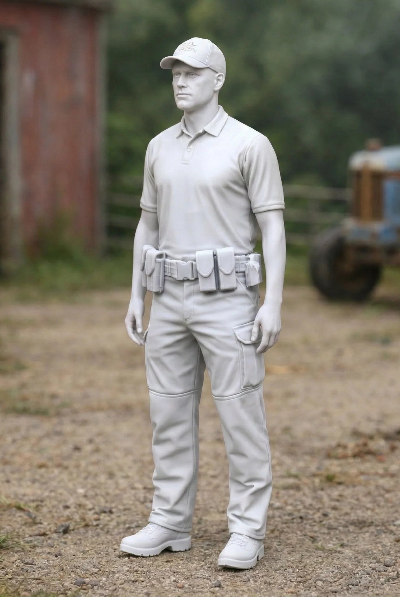 Rural Police Officer in Tactical Duty Wear | Scale Resin Farm Diorama Figurine