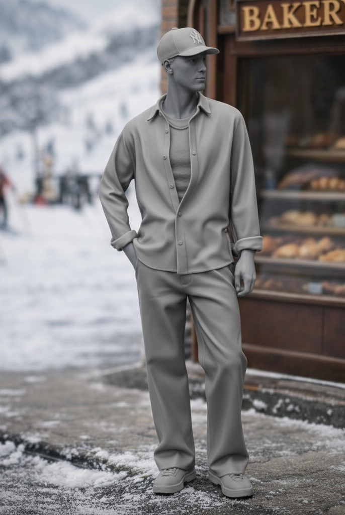 Modern Village Local in Open Flannel & Chinos | Resin Figurine