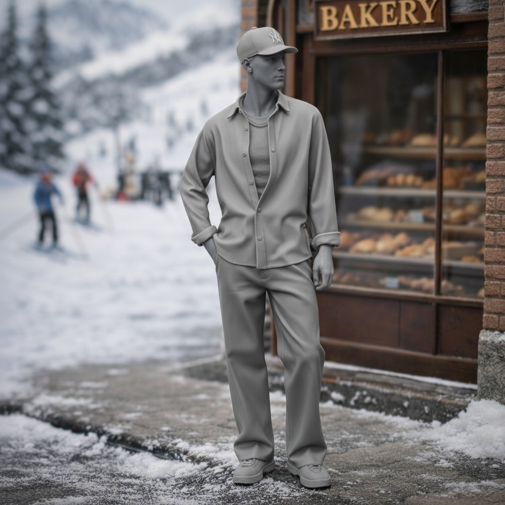 Modern Village Local in Open Flannel & Chinos | Resin Figurine