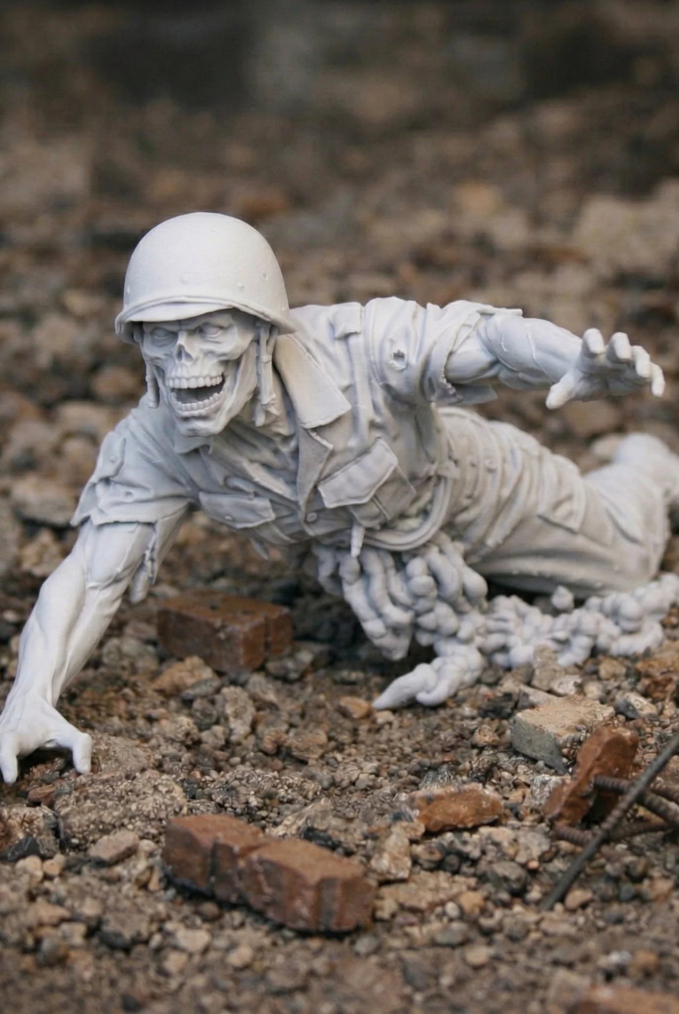 Resin Injured Zombie Soldier Figurine | Scaled Resin Diorama Figurine