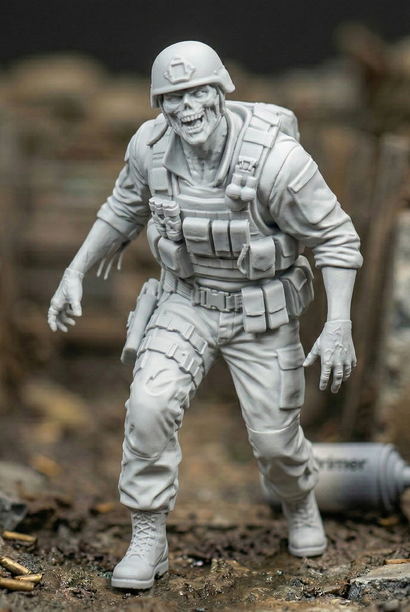 Resin Zombie Soldier Figurine | Scaled Resin Diorama Figurine