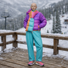 Retro Ski Tourist in Puffer & Scarf | Resin Figurine